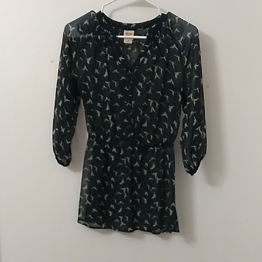 Mossimo Supply Co. Black Bird Print Blouse